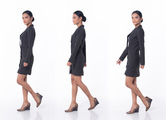 Full Length disable person without fingers thumb hand of young adult woman walk confident and...