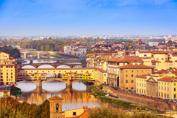 Fototapeta premium Florence or Firenze, Italy bridges panorama