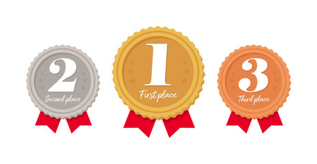 Ranking icon set of gold, silver and copper