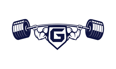 Letter G Logo With muscular shape. Fitness Gym logo.