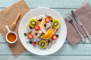 fruit pancakes healthy food.