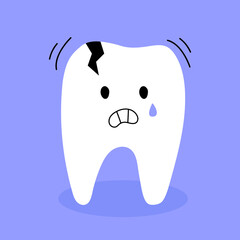 Childrens caries. Tooth with caries. Childrens dental Clinic illustration