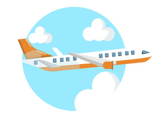 Airplane in the sky. Vector illustration 