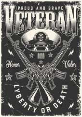 Military veteran flyer monochrome vintage