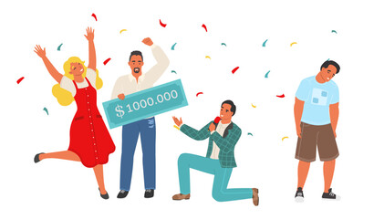 Lottery winner reward and congratulate flat vector