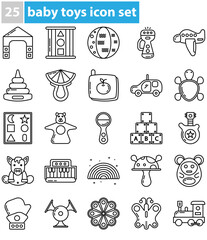 icon set of various toys for children under five years old, toddler toys