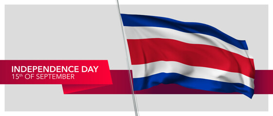 Costa Rica independence day vector banner, greeting card.