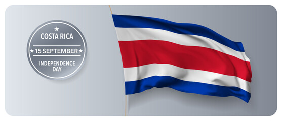 Costa Rica independence day vector banner, greeting card.