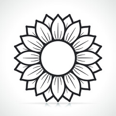 Naklejka premium sunflower black and white illustration