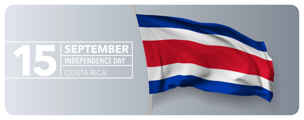 Costa Rica happy independence day greeting card, banner vector illustration