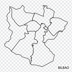High Quality map of Bilbao is a city of Spain , with borders of the districts. Map of Bilbao for your web site design, app, UI. Basque Country. EPS10. - obrazy, fototapety, plakaty