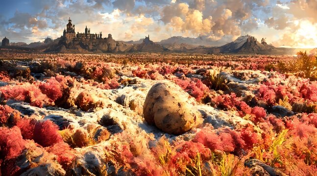 Mars Base With Astronauts Habitat In Martian Landscape 