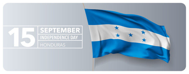 Honduras happy independence day greeting card, banner vector illustration