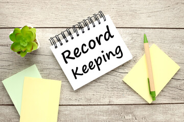 record keeping a lot of stickers and text on a notepad. business concept. education concept.