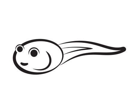 black and white tadpole smiling clip art preview