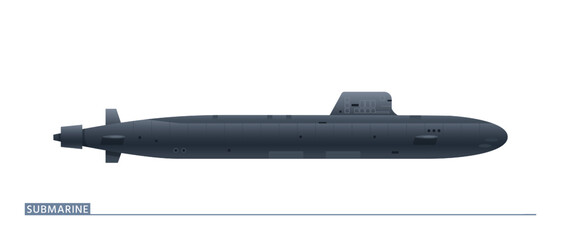 Navy submarine. Strategic navy submarine isolated on a white background. Vector illustration.