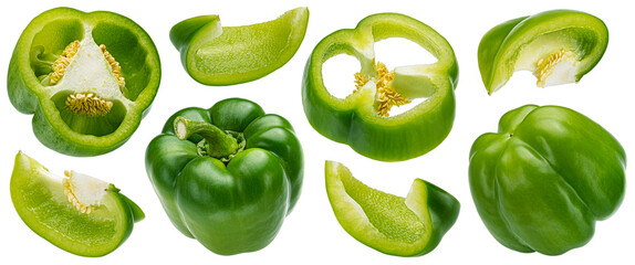Green bell pepper isolated on white background