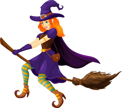 Cartoon spooky witch Halloween character, hag