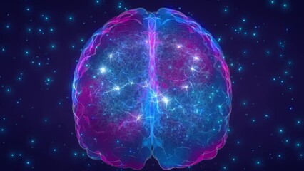 Artificial intelligence and neural network animation concept. Neurons relaying electrical signals within a digital brain - Powered by Adobe