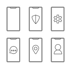 Mobile phone in line style. Vector illustration