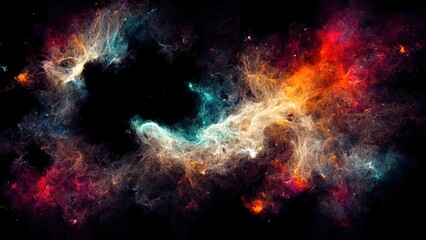Space nebula. 4k illustration, colored background. Futuristic space elements. Black wallpaper with stars.