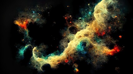 Space nebula. 4k illustration, colored background. Futuristic space elements. Black wallpaper with stars.