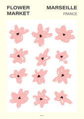 Obraz premium Flower market poster. Abstract floral illustration. Botanical wall art, vintage poster aesthetic. Vector illustration