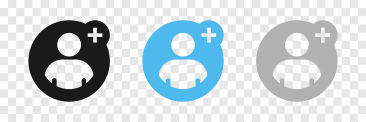 Set of icons add to friends. Icon for applications and communication. Social media concept. Man icon in a circle. Vector illustration.