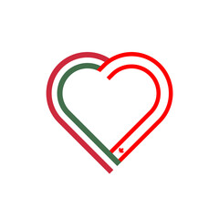 unity concept. heart ribbon icon of hungary and canada flags. vector illustration isolated on white background
