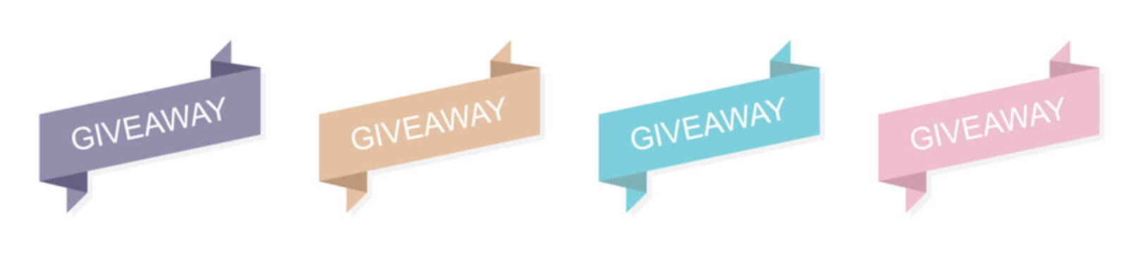 Giveaway banners in different colors. Giveaway ribbon poster template with shadow. Win a prize giveaway. Vector illustration.