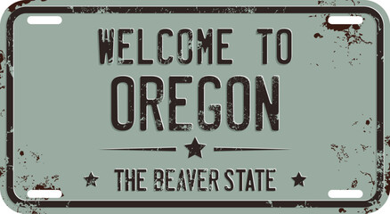 Welcome To Oregon Message On Vector License Plate