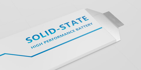 Solid-state battery pack design for electric vehicle (EV) concept animation, 3D rendering new research and development batteries with solid electrolyte high energy storage for future car industry