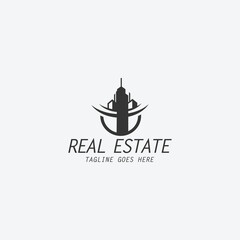 Real estate logo design template. Vector illustration