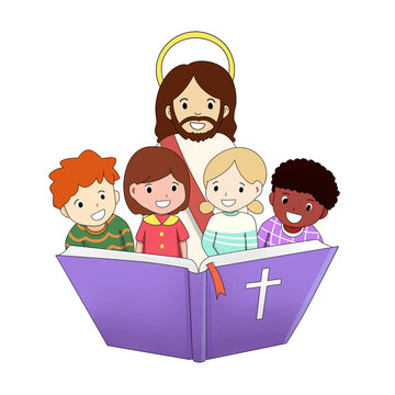 Jesus Kid Bible Cartoon Illustration Transparent Background
