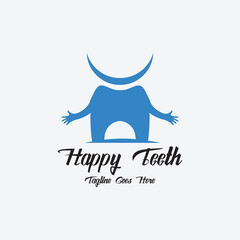 Happy teeth  logo design template. Vector illustration
