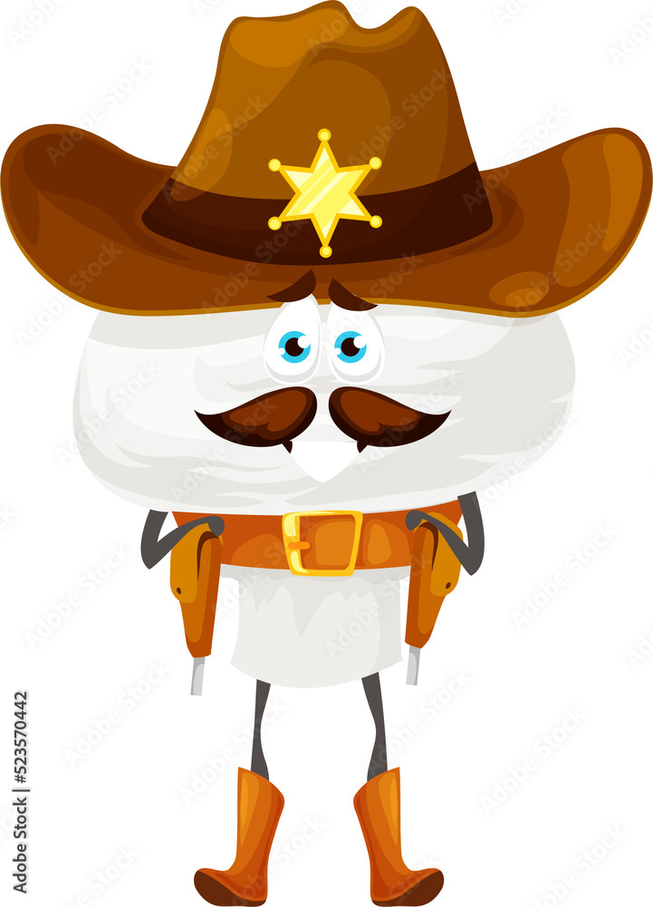 Sticker cartoon champignon sheriff character, mushroom