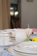 Tableware set as props on natural light.