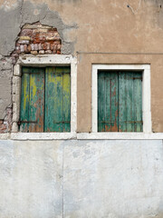 Windows in the house in Venice