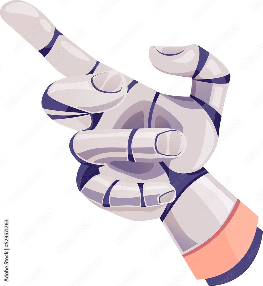 Poster robot cyborg hand, android finger point, bionic ai