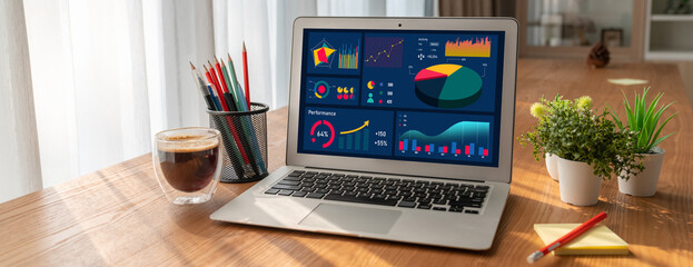 Business data dashboard provide modish business intelligence analytic for marketing strategy...