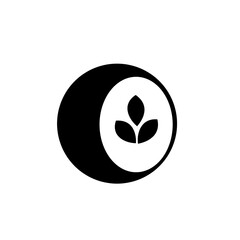 Black and white logo with circle and leaves design