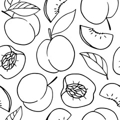 Vector pattern of black and white peaches