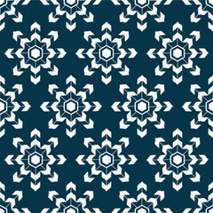 Seamless pattern of snowflake on dark blue background vector.