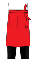 Red Chef Waist Half Apron With One Pocket Template On White Background, Vector File.