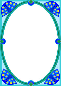 Spandrel Type Oval Rectangular Border With Peacocks