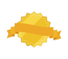 gold badge and ribbon