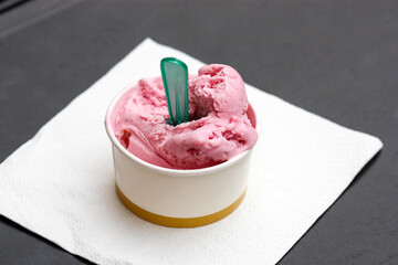 Ice cream with strawberry