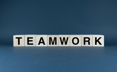 Teamwork. Cubes form the word Teamwork.