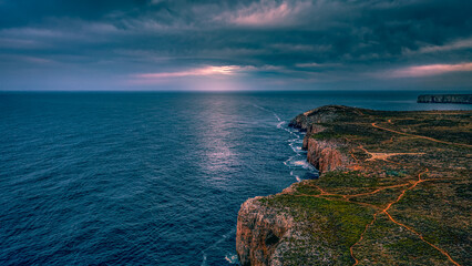 Cliff on north Spain with sunset light