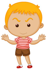 Cute boy cartoon character on white background